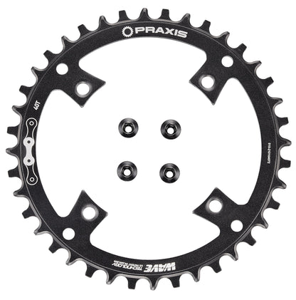 CHR TURBO, 40T, 10/11-SPD, 104BCD, 1X RING, ALLOY, W/ CHAINRING BOLTS, PRAXIS